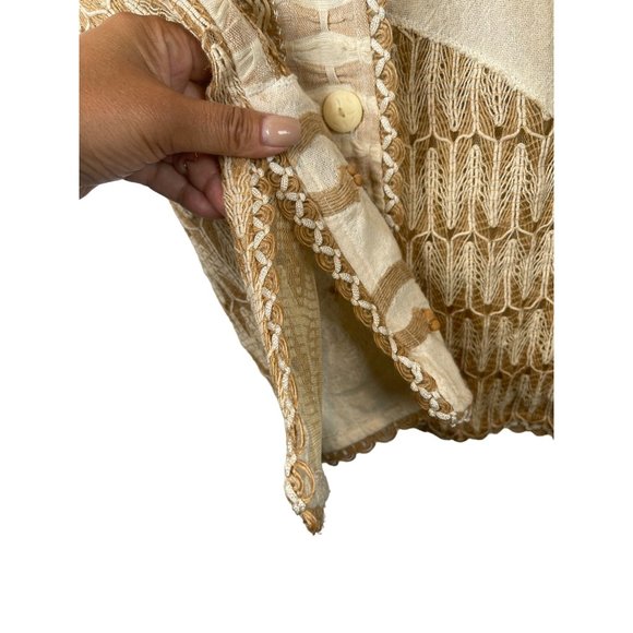 Vintage Sandy Starkman Embroidered Jute Button Up Woven Jacket Women Size S - Picture 6 of 8
